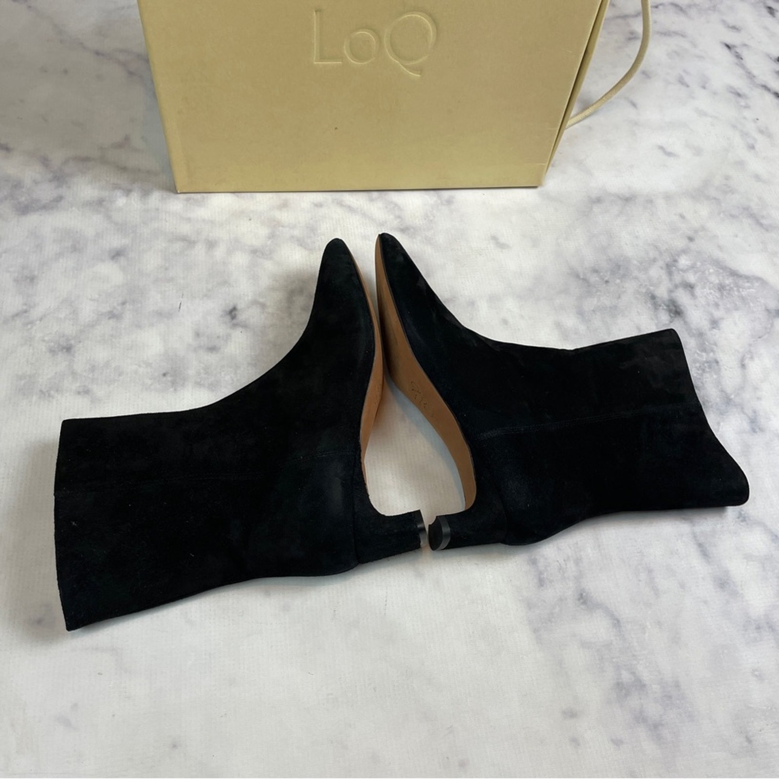Loq Silvia Black Suede Kitten Heel Boots Modern Minimalist Nwb Sz 39/ 8.5 — image 8 of 8